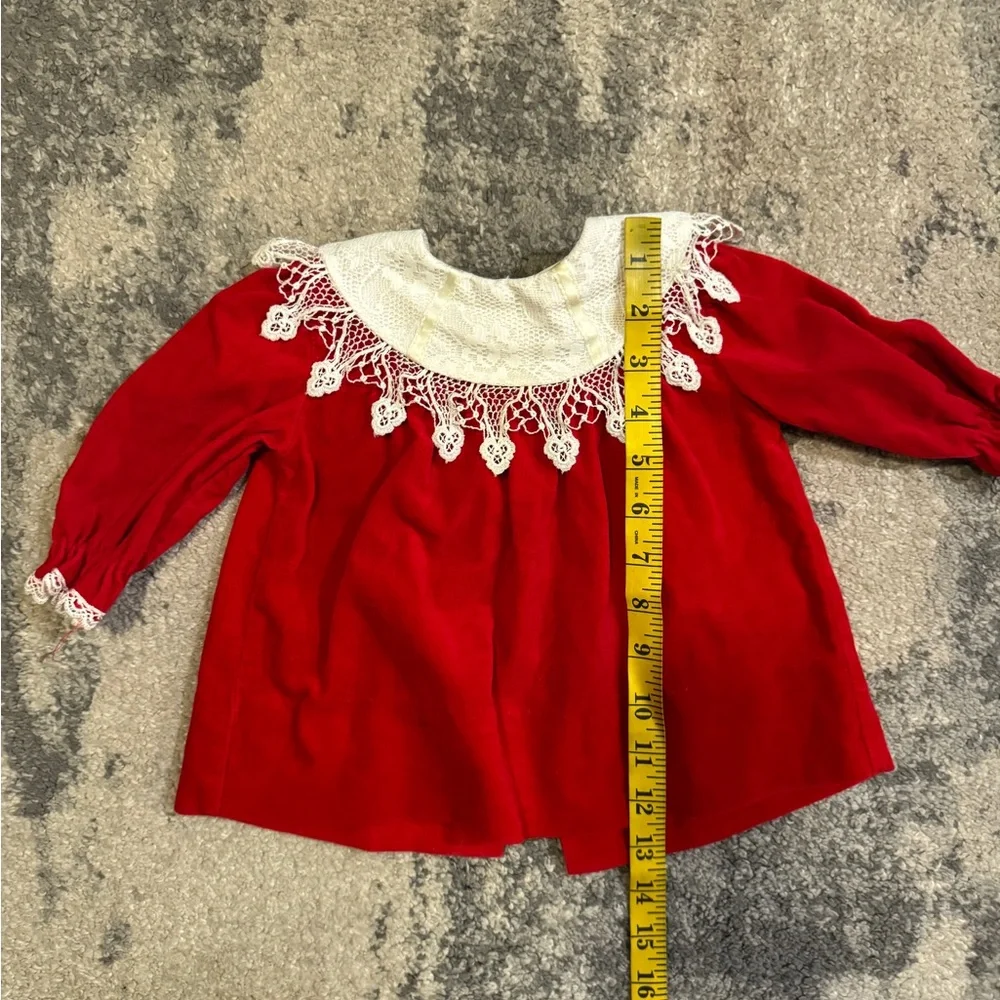 Bryan Vintage Red Baby Dress with Lace Collar - Picture 3 of 6